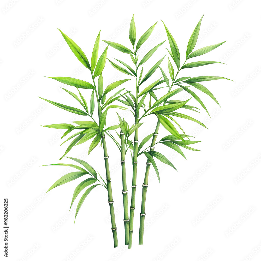 Fototapeta premium Simple watercolor sugarcane, isolated on a white background. PNG