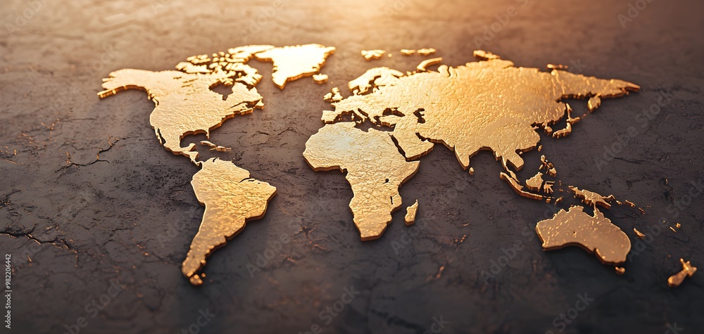 Climate impact zones on a global map, heat spots highlighting affected areas, 3D illustration Climate impact zones on a global map, heat spots highlighting affected areas, 3D illustration
