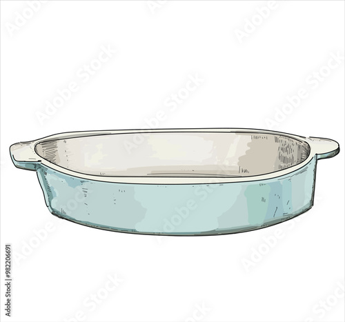 oven ceramic dish isolated on white background