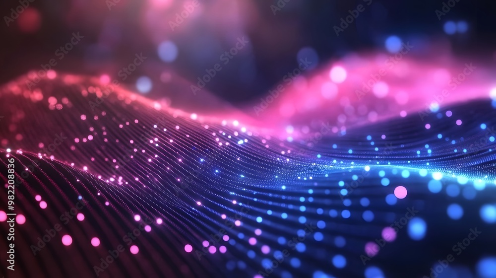 Tech Wave: Abstract Data Concept in Pink and Purple Dots Tech Wave: Abstract Data Concept in Pink and Purple Dots