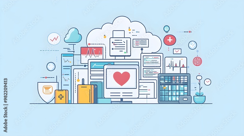 Cloud Computing Healthcare Technology Concept Illustration Cloud Computing Healthcare Technology Concept Illustration