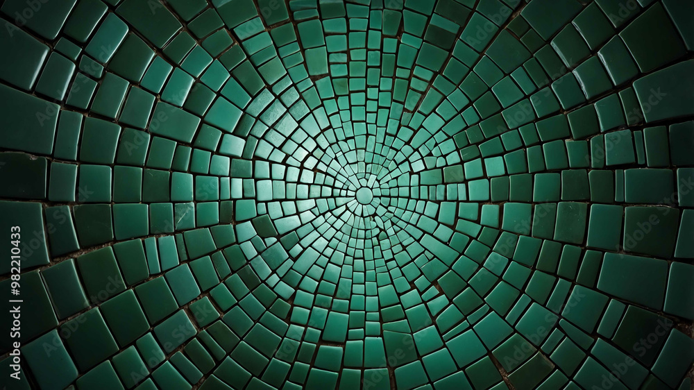 Naklejka premium Green light on patterned mosaic tile surface background