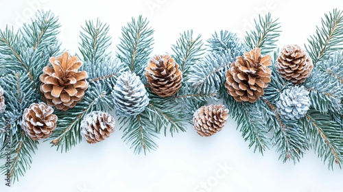 Wallpaper Mural Snow-Dusted Pine Branches with Brown Pine Cones Torontodigital.ca