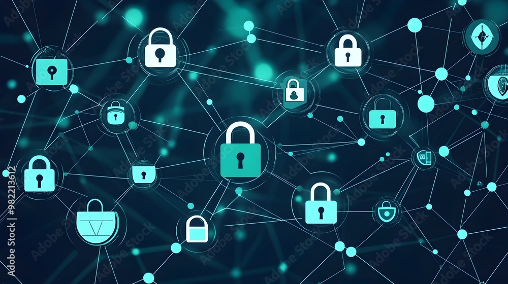 Cyber Security Network with Padlocks and Connections Cyber Security Network with Padlocks and Connections