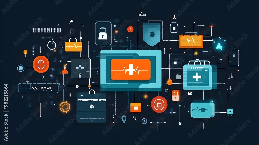 Cybersecurity Healthcare Network Protection Concept Cybersecurity Healthcare Network Protection Concept