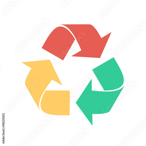 Recycle symbol. Flat recycling arrow icon vector illustration.