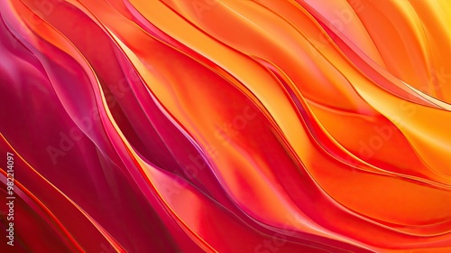 Abstract wallpaper with a gradient from orange to red featuring bold wavy stripes