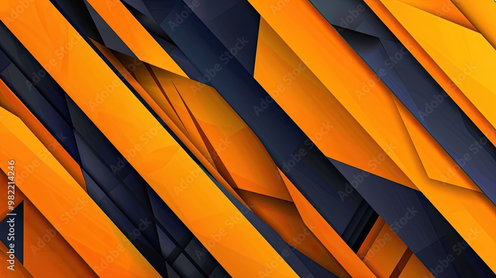 Gradient background from yellow to orange with angular navy stripes for a dynamic look Gradient background from yellow to orange with angular navy stripes for a dynamic look