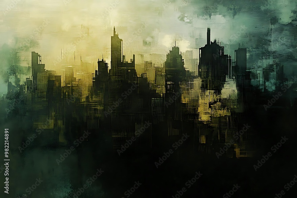 A moody city skyline shrouded in fog, evoking a sense of mystery and solitude. A moody city skyline shrouded in fog, evoking a sense of mystery and solitude.