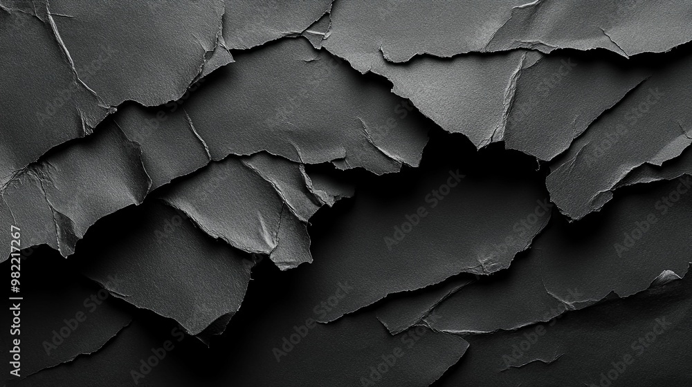 Torn Black Paper with Crinkled Texture Torn Black Paper with Crinkled Texture