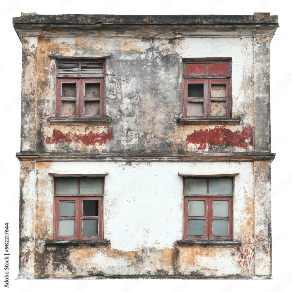PNG Aged building with worn windows downtown PNG Aged building with worn windows downtown