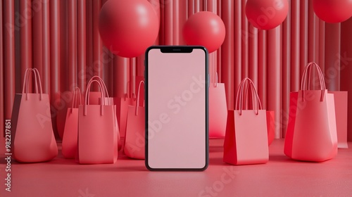 A phone screen filled with dynamic pop-up discounts, covering featured items in an online shopping app. The vibrant pop-ups emphasize the thrill of chasing last-minute deals during the end-of-season