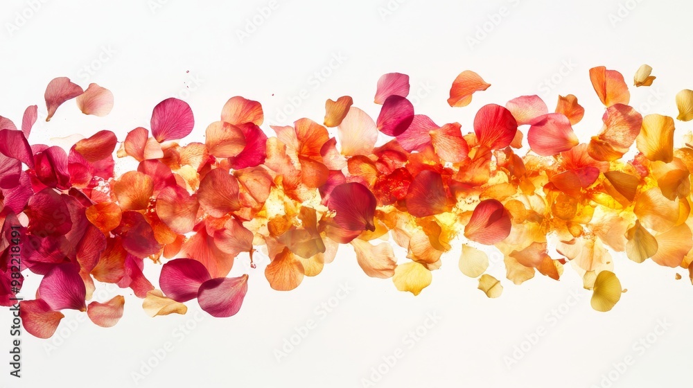 A Gradient of Rose Petals in Red, Orange, and Yellow Hues A Gradient of Rose Petals in Red, Orange, and Yellow Hues