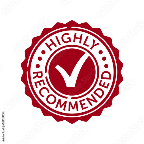 Highly Recommended label - seal style with check mark