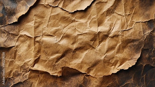 Wrinkled and Torn Brown Paper Texture