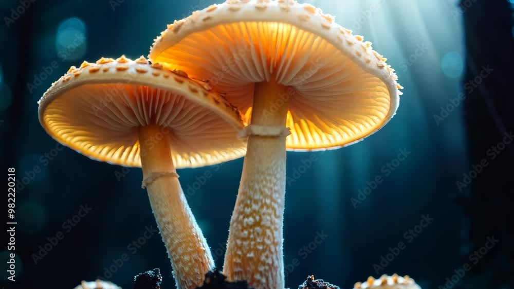 A beautiful close-up view of mushrooms growing in nature, illuminated by soft light, highlighting their delicate texture and natural beauty.
A beautiful close-up view of mushrooms growing in nature, illuminated by soft light, highlighting their delicate texture and natural beauty.
