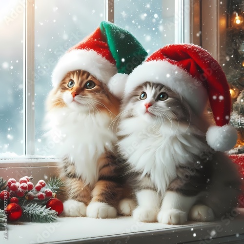 Cats in Christmas Hats
