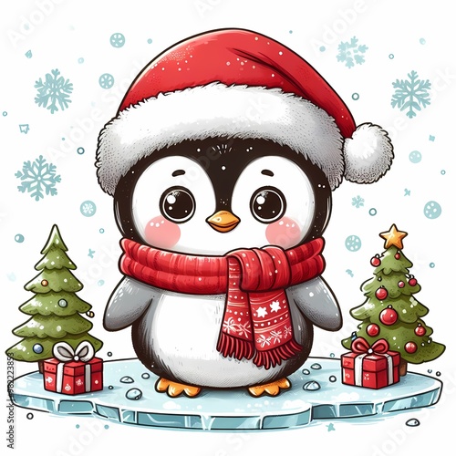 Cute Penguin in Santa Hat