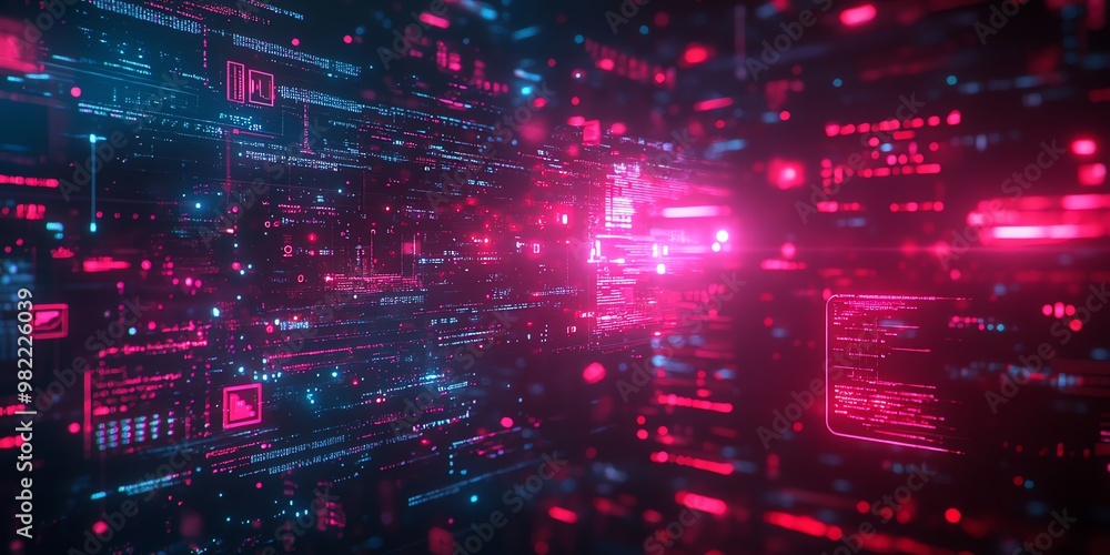 Abstract digital background with neon glow and glowing data in a futuristic style. Abstract digital background with neon glow and glowing data in a futuristic style.