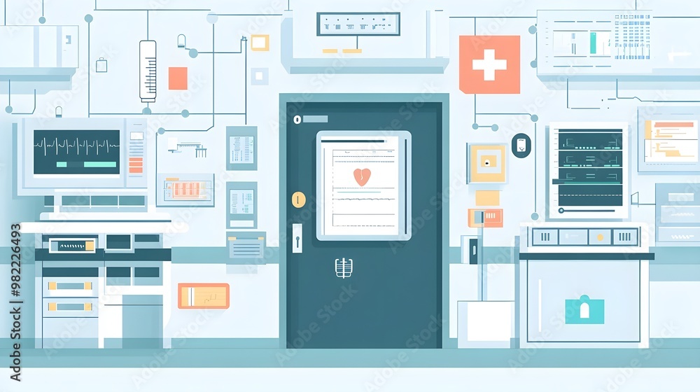Futuristic Hospital Interior Design with Medical Equipment Futuristic Hospital Interior Design with Medical Equipment