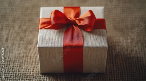 White Gift Box with Red Ribbon