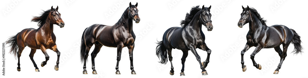 Majestic horses galloping gracefully in the sunlight Transparent Background. Majestic horses galloping gracefully in the sunlight Transparent Background.