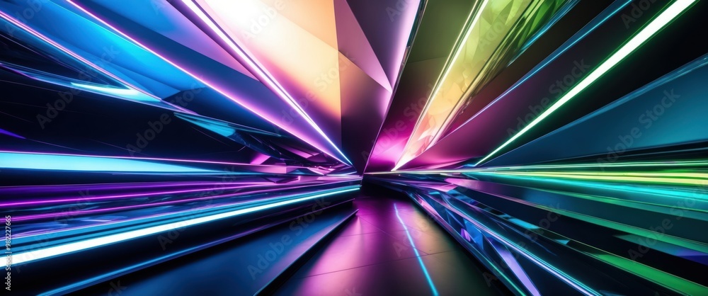 Futuristic abstract design features vibrant light reflections and geometric shapes, creating a dynamic and energetic atmosphere for art and technology concepts. Futuristic abstract design features vibrant light reflections and geometric shapes, creating a dynamic and energetic atmosphere for art and technology concepts.
