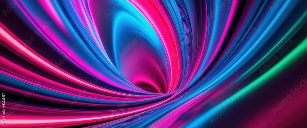 Fototapeta premium Dynamic abstract swirl of vibrant colors creates an energetic and futuristic visual effect with neon highlights and smooth flow.