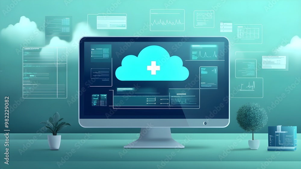 Healthcare Cloud Computing - Modern Technology Concept Healthcare Cloud Computing - Modern Technology Concept