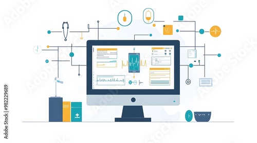 Healthcare Data Network Concept, Connected Systems