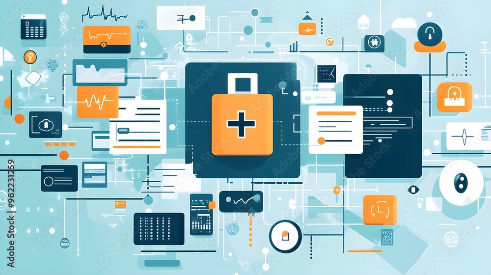 Healthcare Technology Network Abstract Illustration Healthcare Technology Network Abstract Illustration