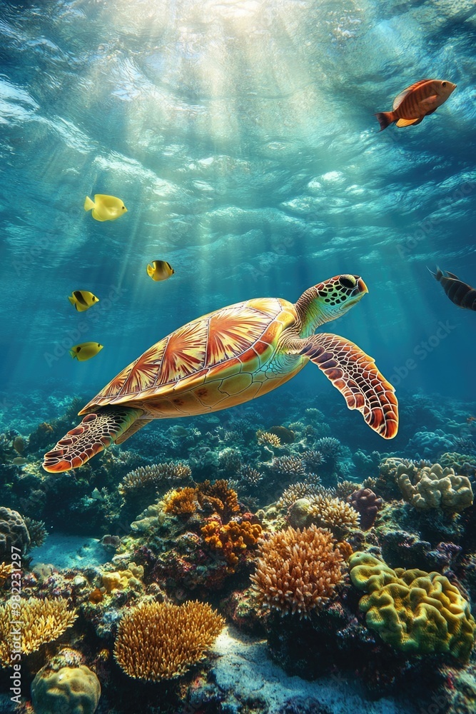 Obraz premium Turtle Swimming in Ocean
