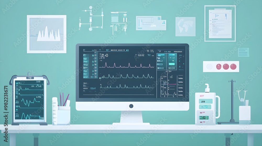 Fototapeta premium Hospital Room with Medical Equipment and Monitors