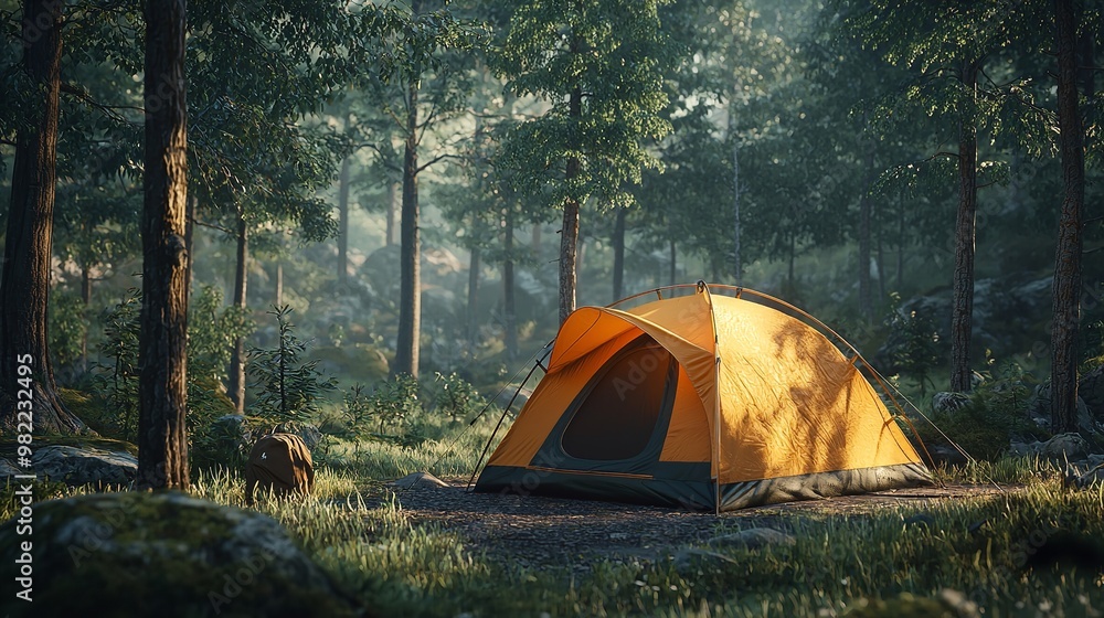 Relaxing in the peaceful outdoors surrounded by tall pine trees and the soothing sounds of nature at a serene camping site : Generative AI Relaxing in the peaceful outdoors surrounded by tall pine trees and the soothing sounds of nature at a serene camping site : Generative AI