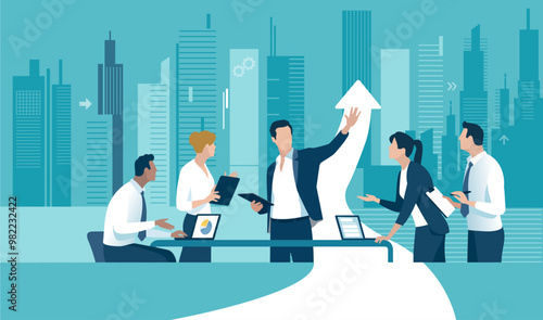 Plan, goal and successful business strategy. Growth. Path to the success. Vector illustration.
