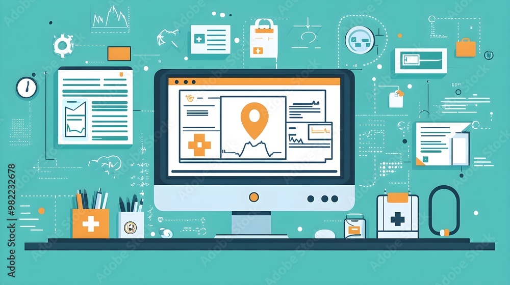 Medical Data Analysis & Healthcare Tech Illustration Medical Data Analysis & Healthcare Tech Illustration