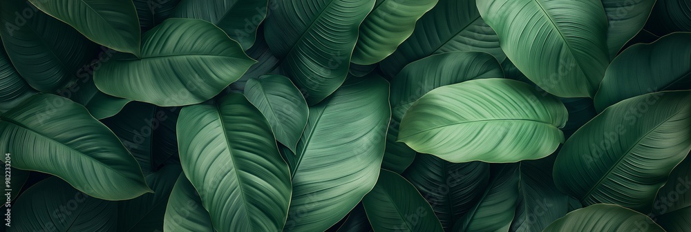 A close up of green leaves with a lush green background A close up of green leaves with a lush green background