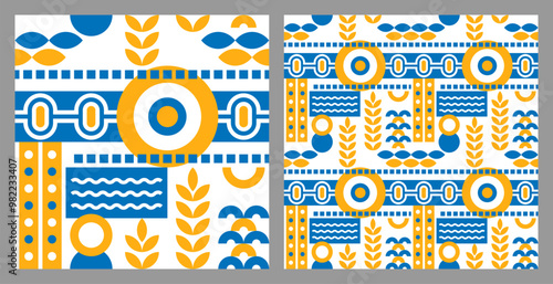 Green eco seamless pattern in geometric style