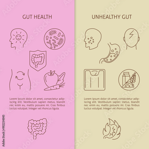 Healthy and unhealthy gut symptoms banner