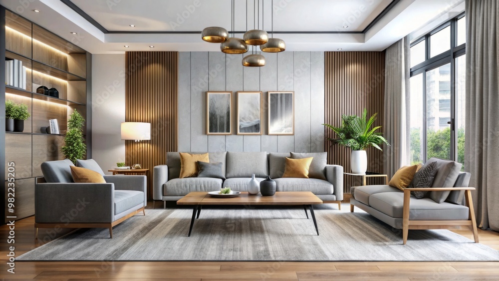 Naklejka premium stunning minimalist living room with a beautiful interior design.