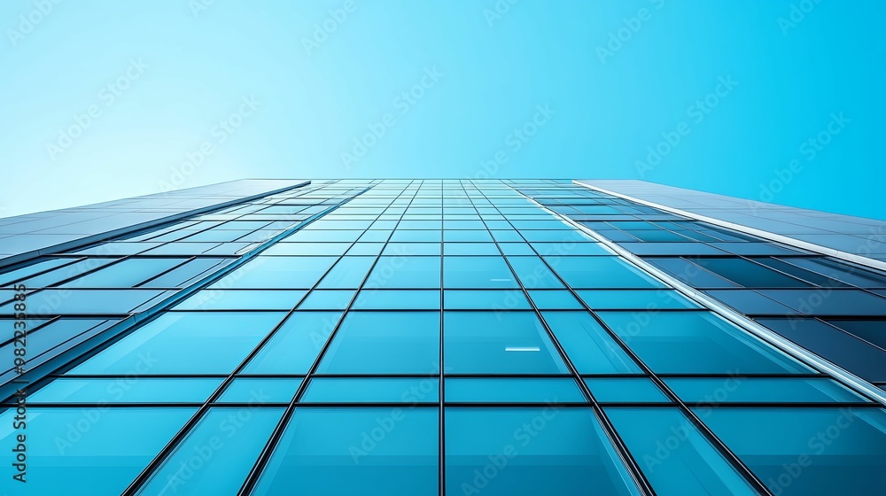 A low angle perspective of a modern building with glass facade A low angle perspective of a modern building with glass facade