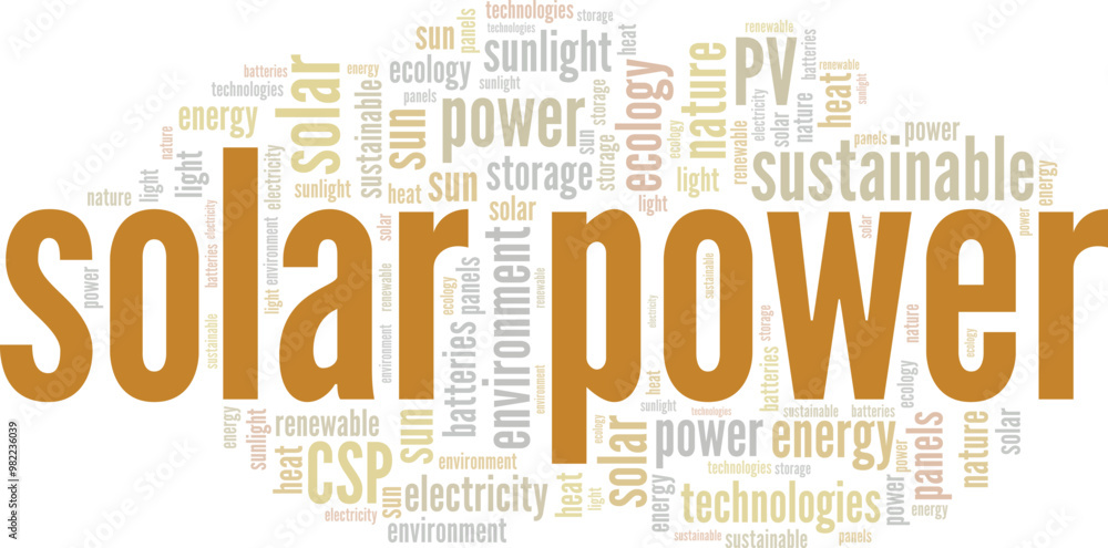 Fototapeta premium Solar Power word cloud conceptual design isolated on white background.