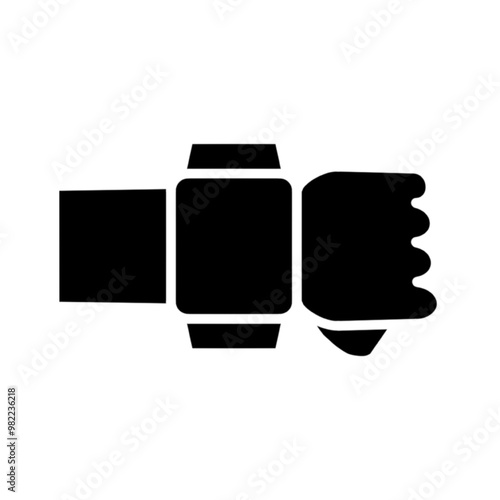 smart watch wearable on the hand wrist, icon, looking time on a wristwatch, business punctuality concept, thin line symbol on white background - editable stroke vector