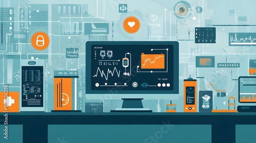 Medical Technology Interface Design - Digital Healthcare Illustration