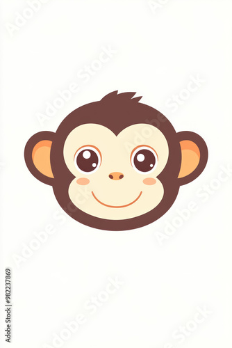 cute minimalist cartoon monkey on plain background