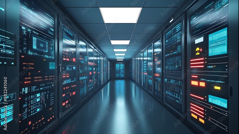 Server Room Data Center Technology Futuristic Interior Server Room Data Center Technology Futuristic Interior