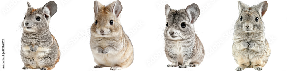 Adorable small fluffy chinchilla or rabbit with white gray and brown fur posing in studio with plain white background Closeup portrait of this cute and gentle domestic pet animal with whiskers Adorable small fluffy chinchilla or rabbit with white gray and brown fur posing in studio with plain white background Closeup portrait of this cute and gentle domestic pet animal with whiskers