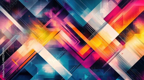 A lively geometric background with a pattern of overlapping triangles in various bright colors, forming a dynamic and colorful abstract design that captures attention with its intricate layering.