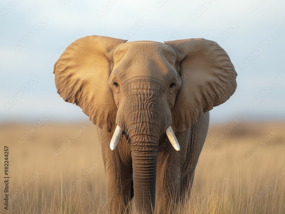 Fototapeta premium Majestic Elephant Roaming Freely in Natural Habitat, Showcasing the Beauty of Wildlife in a Serene and Untamed Environment.