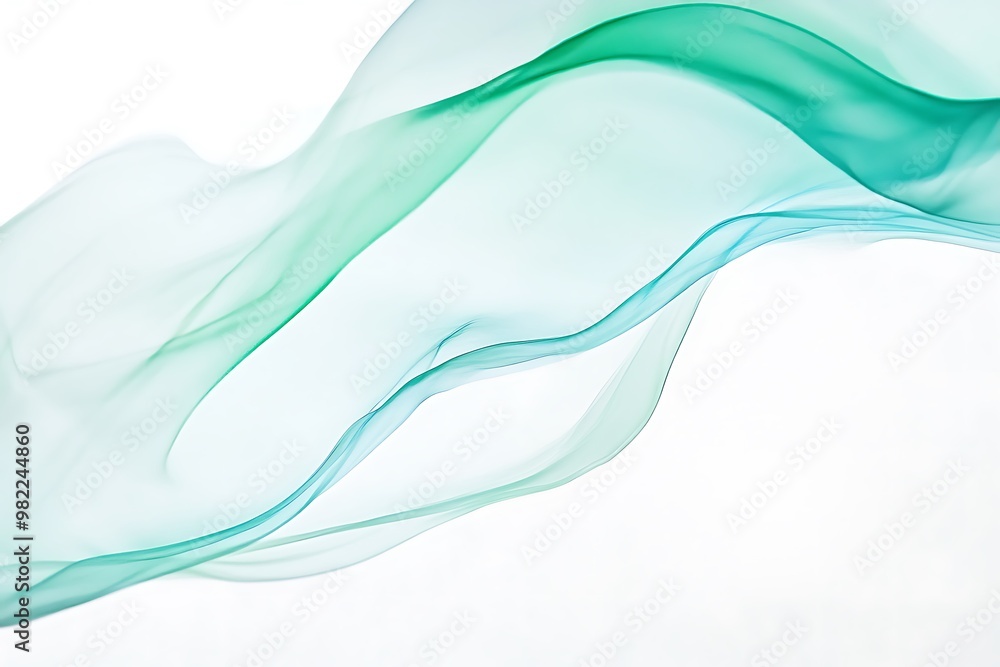 Naklejka premium An abstract representation of cool green and turquoise colors merging softly on a white backdrop